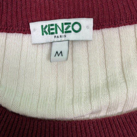 KENZO Paris - Crew Neck ,Ribbed Knit Top, Long Pink Sleeves - Size M - Picture 4 of 7